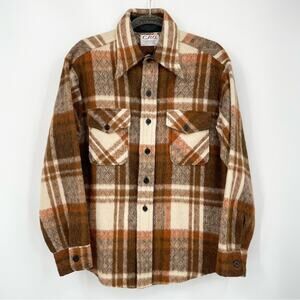 Vintage 70s C.P.O. By Campus Flannel Wool Jacket Size Medium Button Down